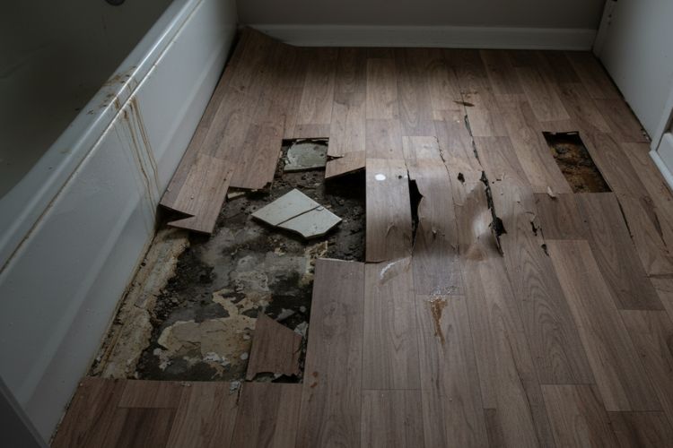 Damages Bathroom Flooring