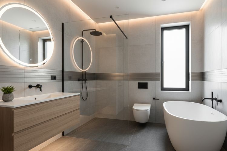 Modern bathroom interior.